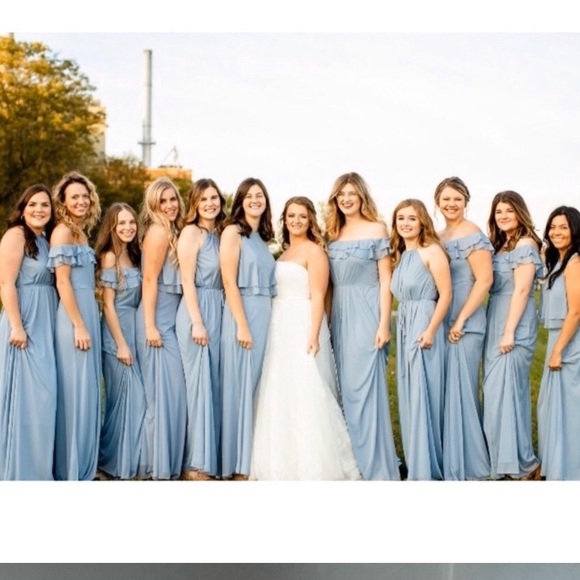 Azazie Dresses & Skirts - Azazie Blue Chiffon Bridesmaids Prom Maxi Dress